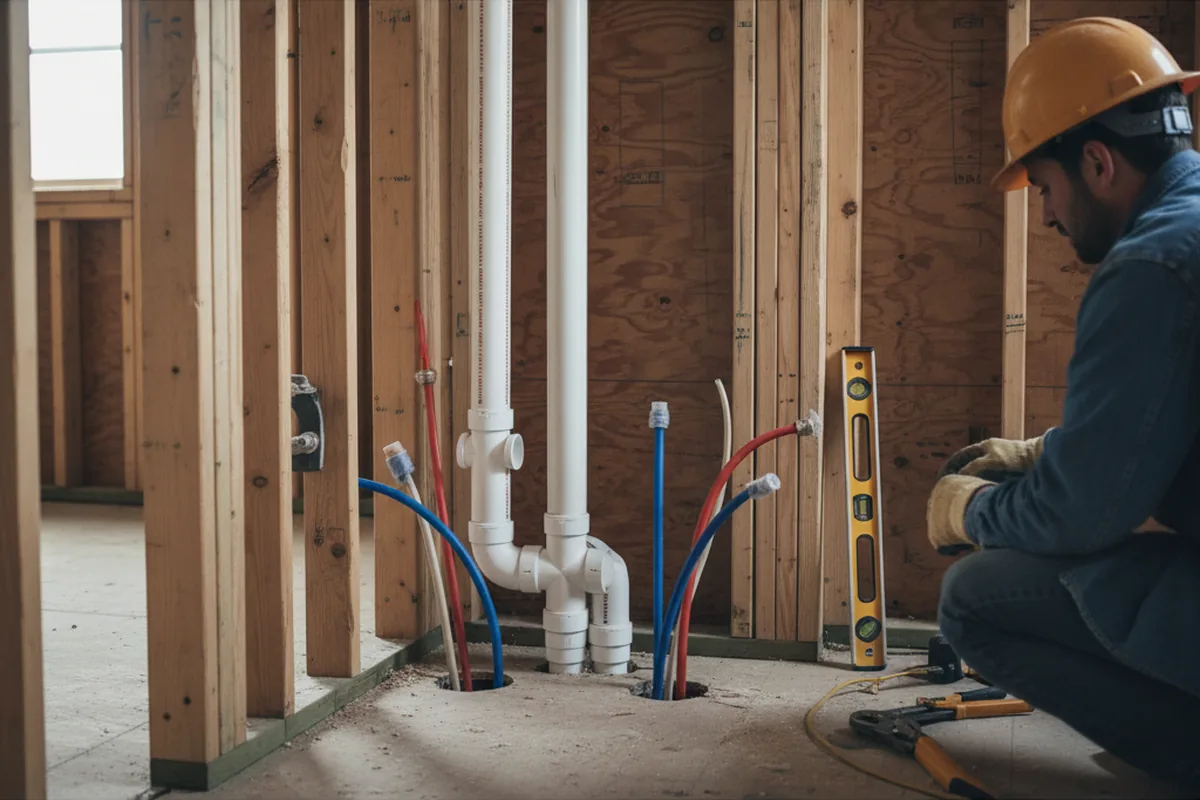 Drain and supply rough-in during Leak Detection in Colts Neck