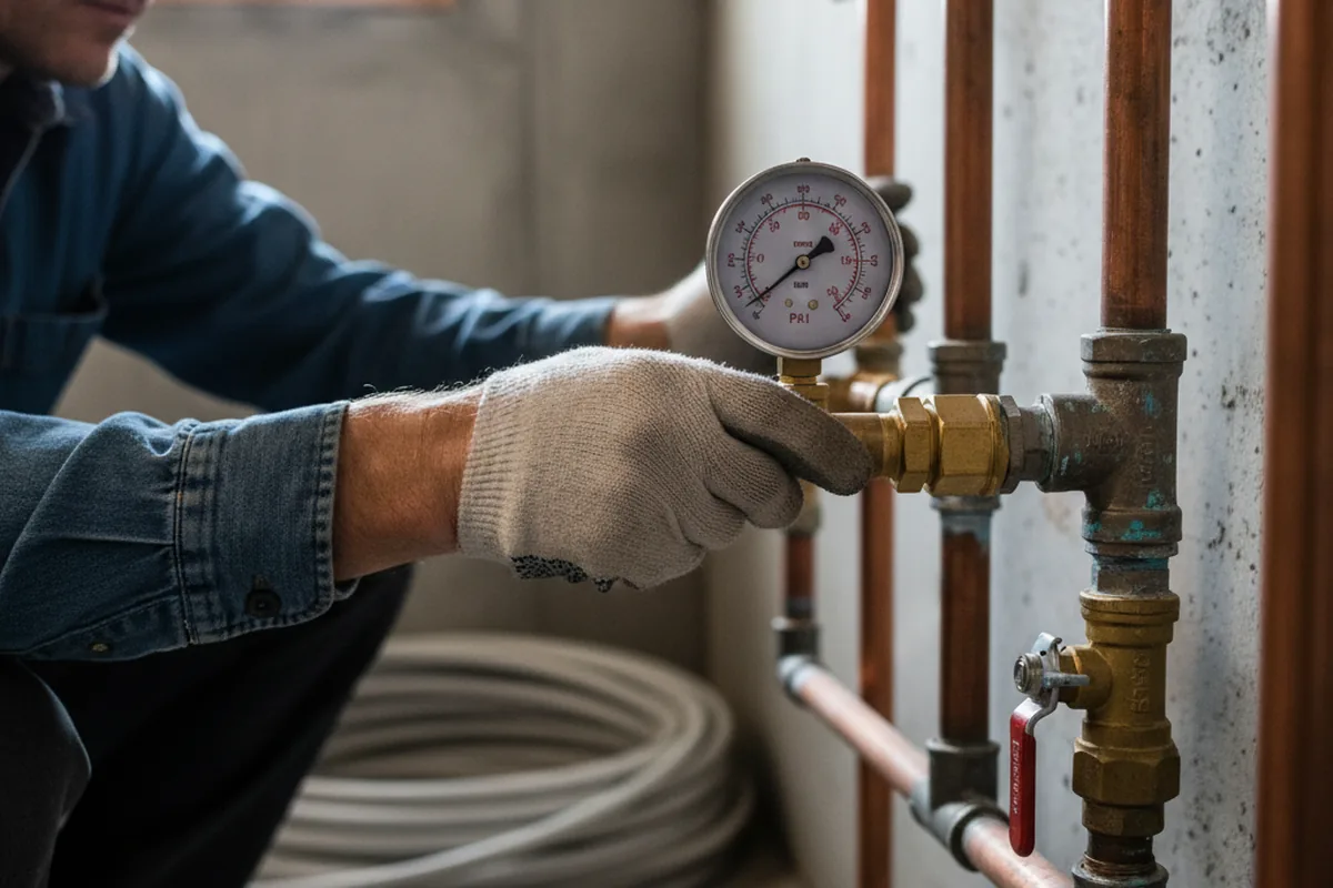 Pressure testing a repaired line during Water Line Repair in Colts Neck